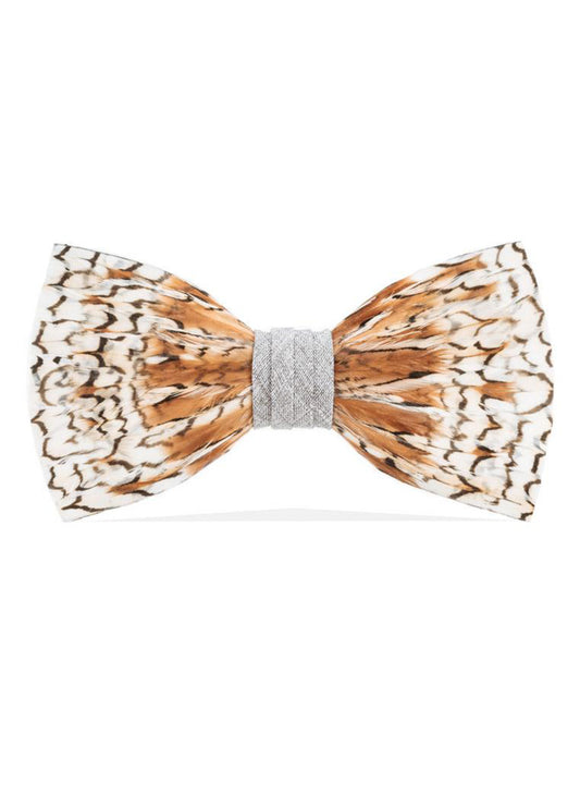 GREY BOBWHITE FEATHER BOW TIE