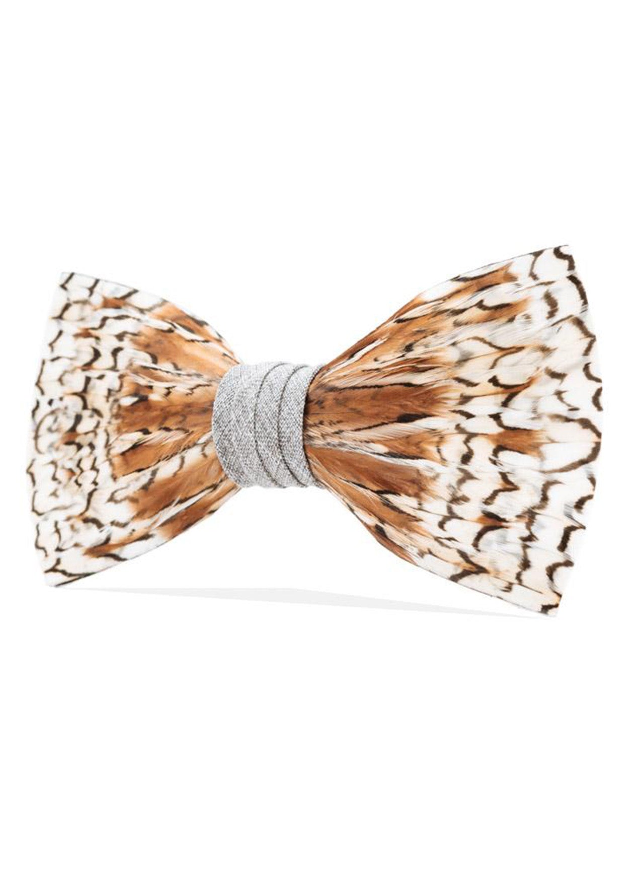 GREY BOBWHITE FEATHER BOW TIE
