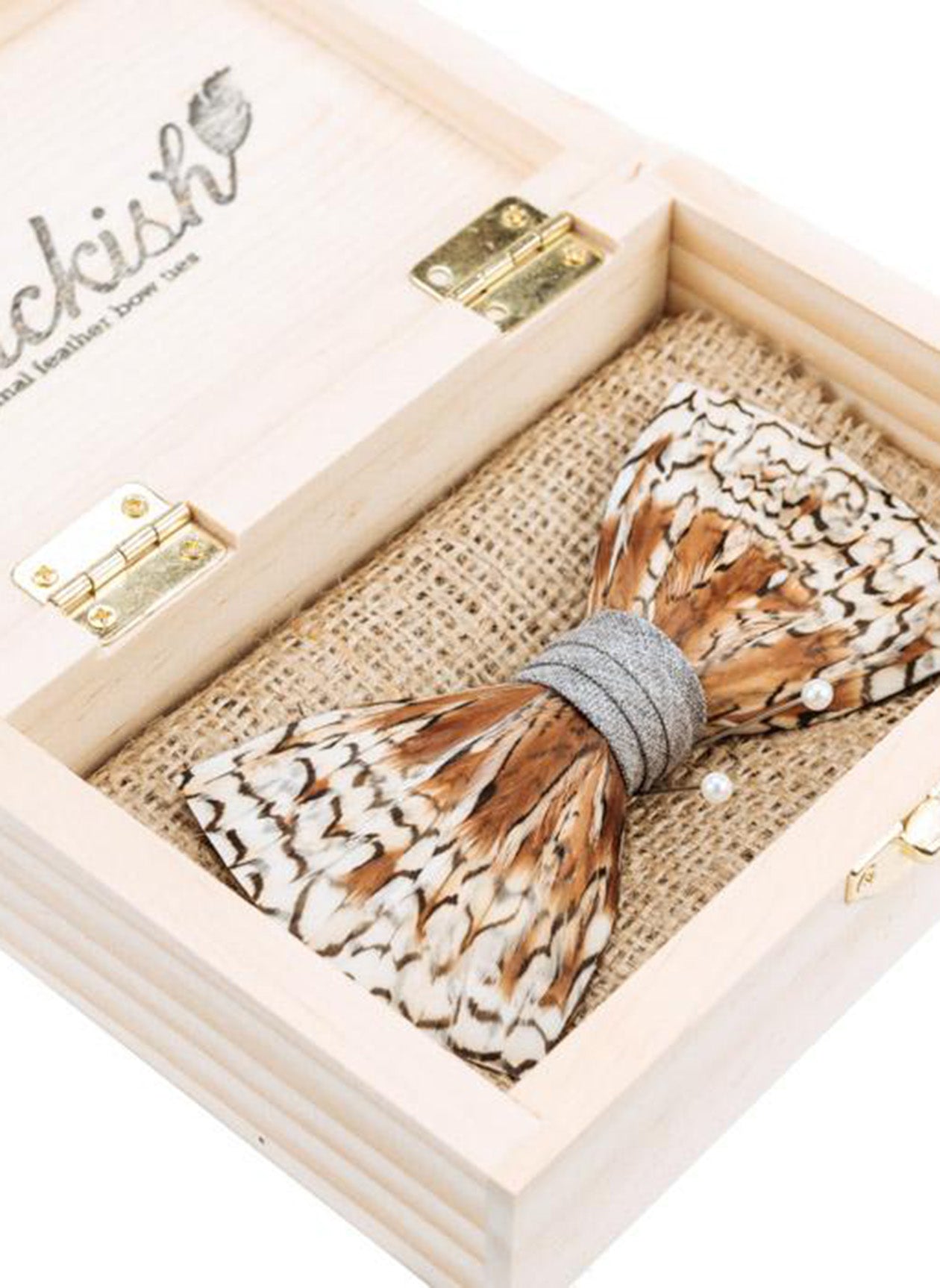 GREY BOBWHITE FEATHER BOW TIE