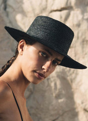 MELISSE BLACK STRAW HAT