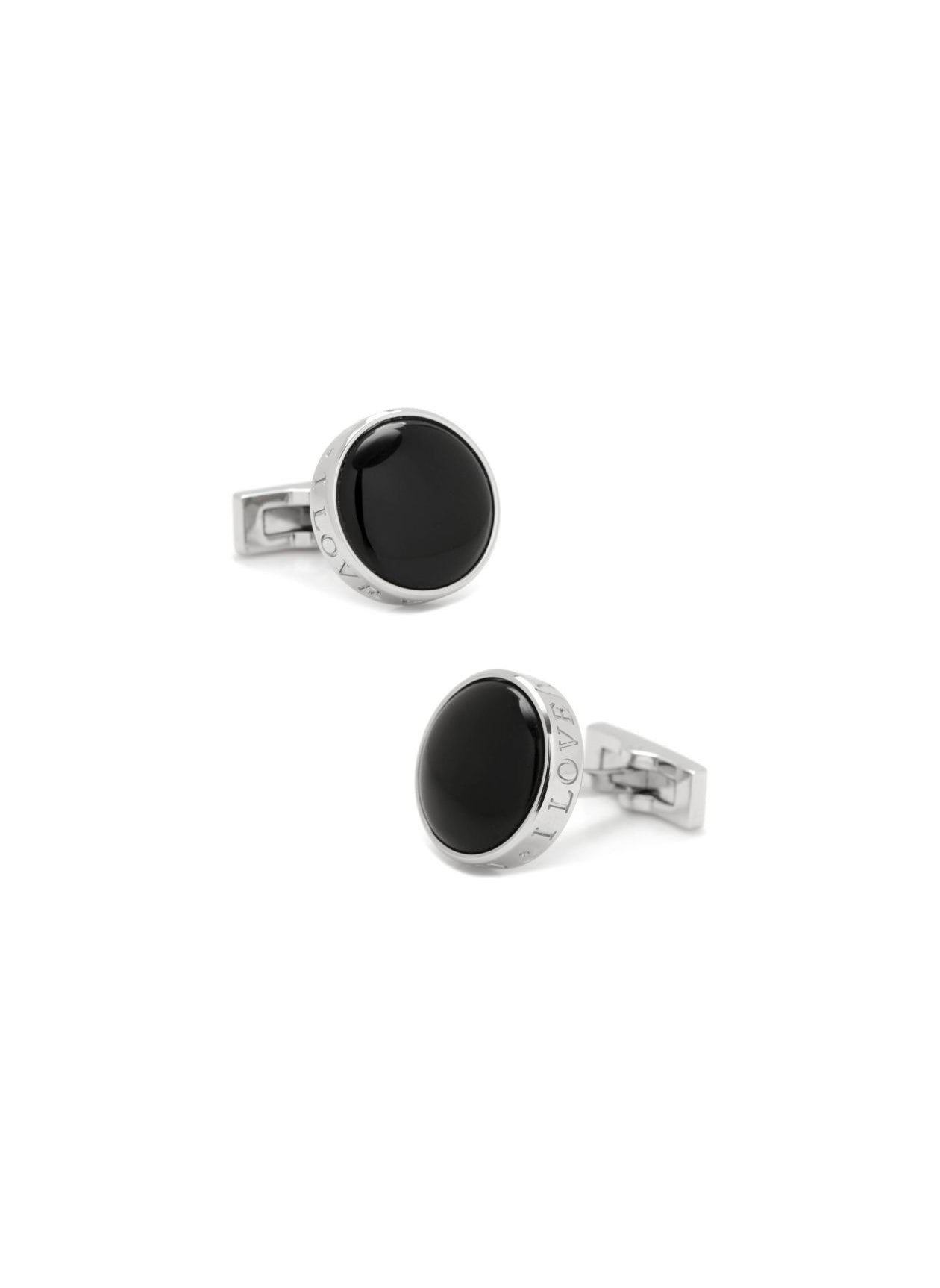 ONYX I LOVE YOU STAINLESS STEEL CUFFLINKS