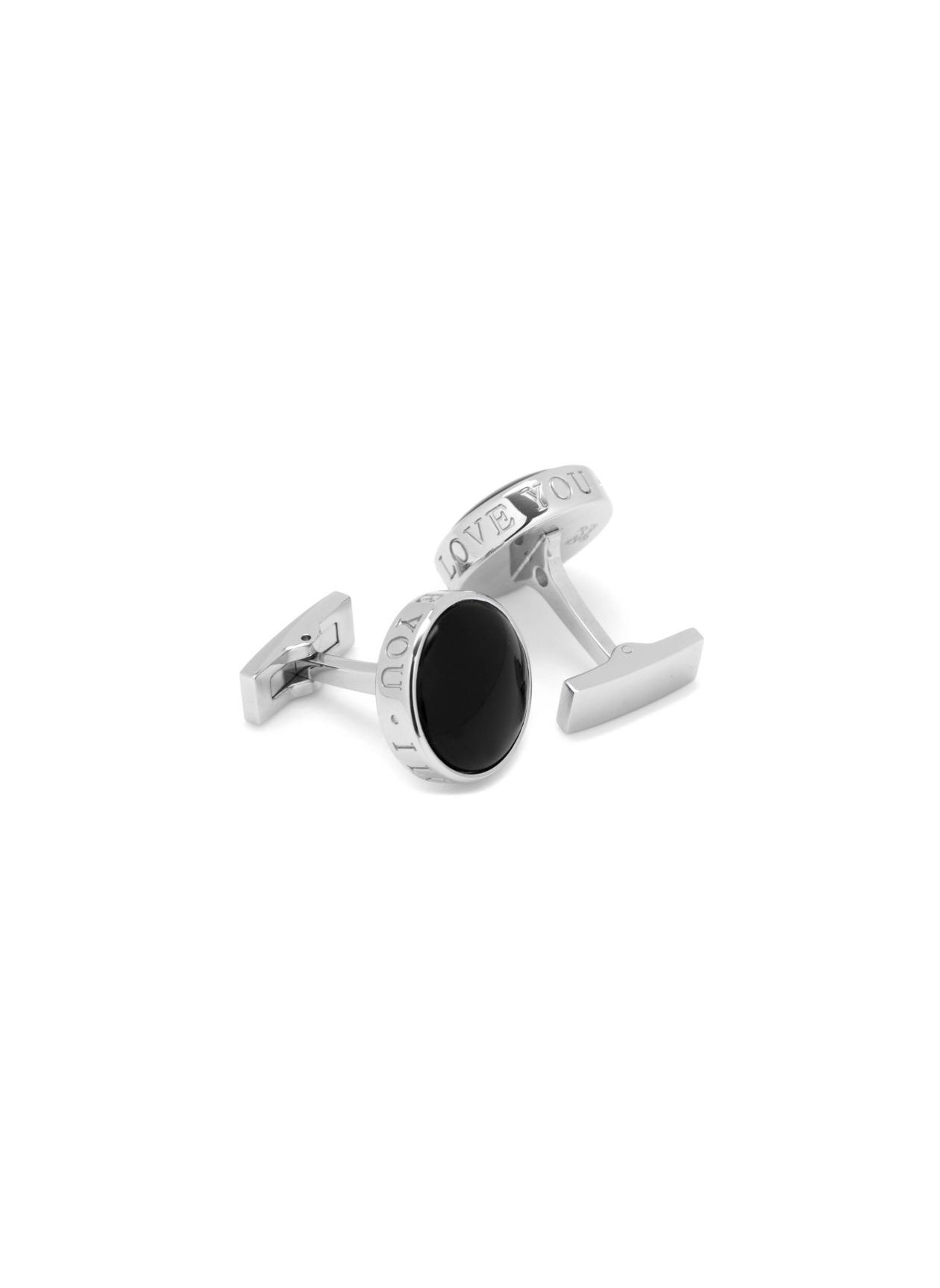 ONYX I LOVE YOU STAINLESS STEEL CUFFLINKS