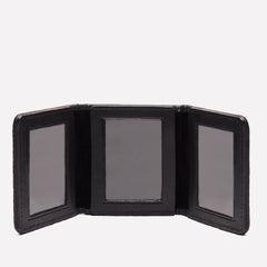LIFESTYLE SMALL LEATHER BOUND TRIPLE PHOTO FRAME - BLACK