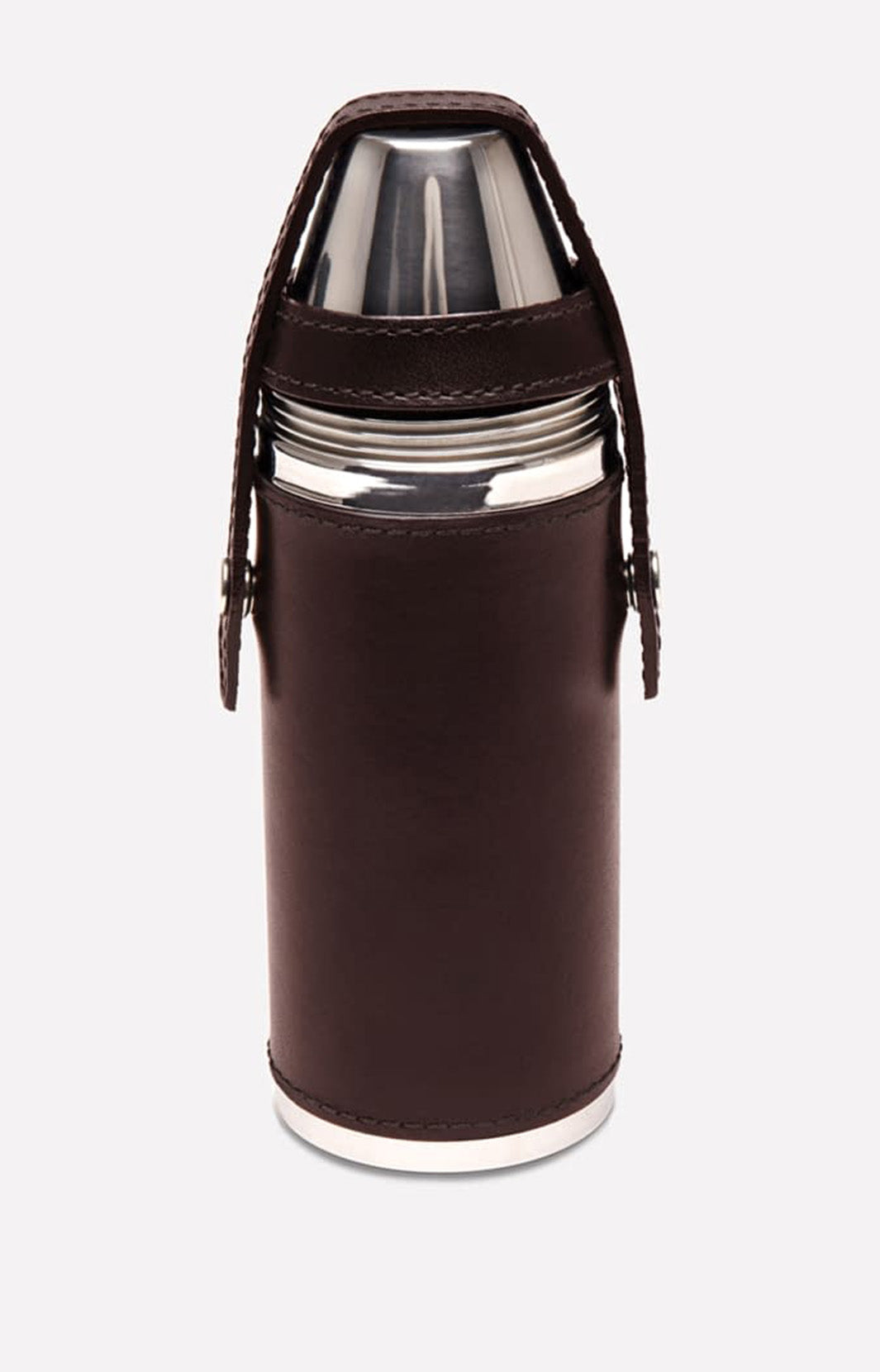 LIFESTYLE 8OZ HUNTERS FLASK WITH 4 CUPS - CHESTNUT