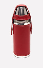 STERLING 8OZ HUNTERS FLASK WITH 4 CUPS - RED