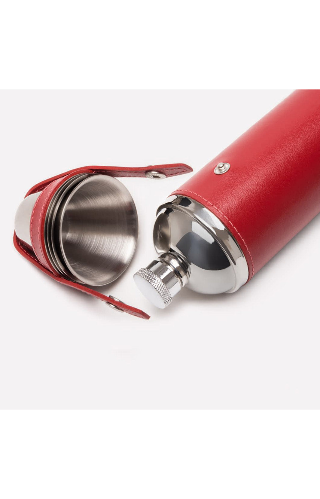 STERLING 8OZ HUNTERS FLASK WITH 4 CUPS - RED