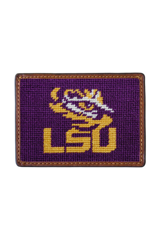 lsu needle point credit card wallet