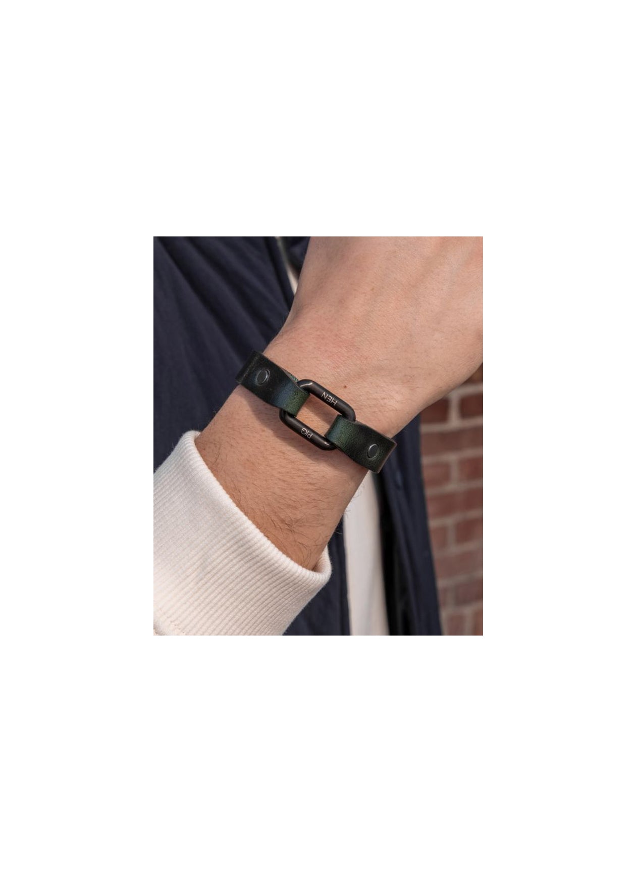 LIMP LEE LEATHER BRACELET ARMY - BLACK