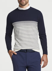 FAYETTE ENGINEERED STRIPE SWEATER - NAVY