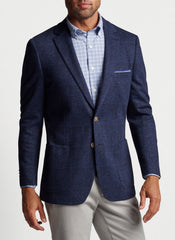 JULIAN KNIT WINDOWPANE SOFT JACKET - NAVY