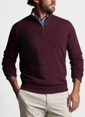ARTISAN CRAFTED CASHMERE FLEX 1/4 ZIP SWEATER - CLARET