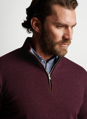 ARTISAN CRAFTED CASHMERE FLEX 1/4 ZIP SWEATER - CLARET