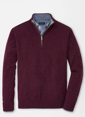 ARTISAN CRAFTED CASHMERE FLEX 1/4 ZIP SWEATER - CLARET