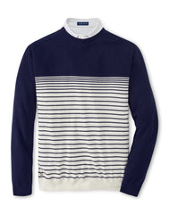 FAYETTE ENGINEERED STRIPE SWEATER - NAVY