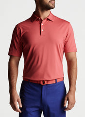 SOLID PERFORMANCE JERSEY POLO - CAPE RED