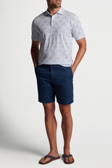 PILOT MILL OCEAN TRAFFIC PRINTED POLO - TWILIGHT BLUE