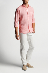 COASTAL GARMENT DYED LINEN SHIRT - HONEYSUCKLE