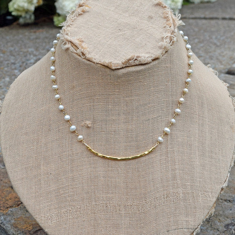 SUNDOWN PEARL NECKLACE ALL GOLD