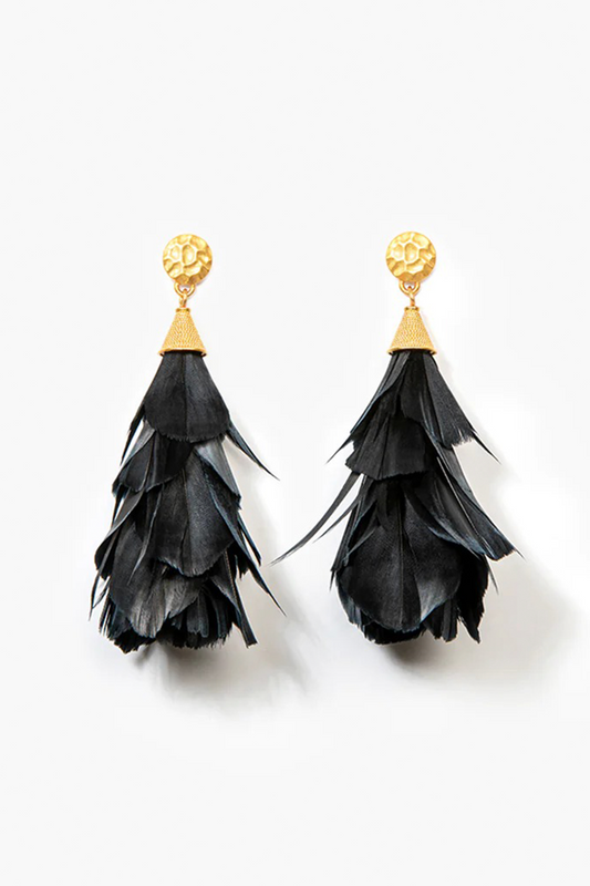 PARADES FEATHER EARRINGS WITH GOLD NUGGET