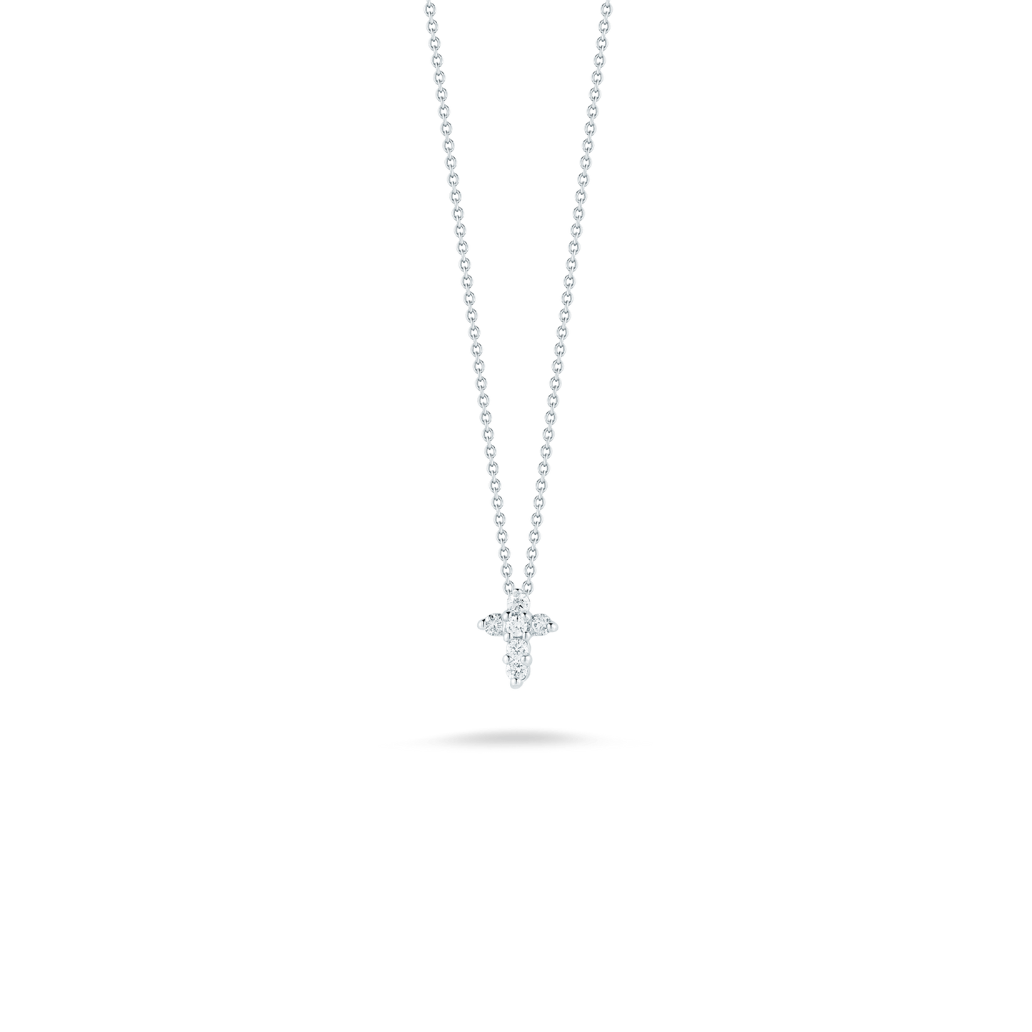 18K WG BABY CROSS DIAMOND PENDANT NECKLACE