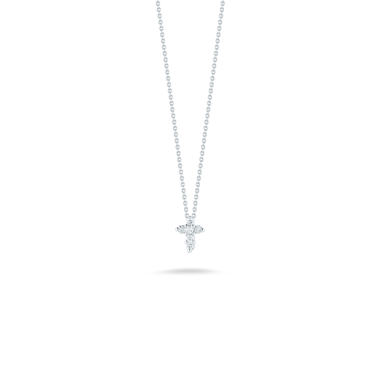 18K WG BABY CROSS DIAMOND PENDANT NECKLACE