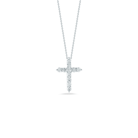 18K WG SMALL DIAMOND CROSS NECKLACE