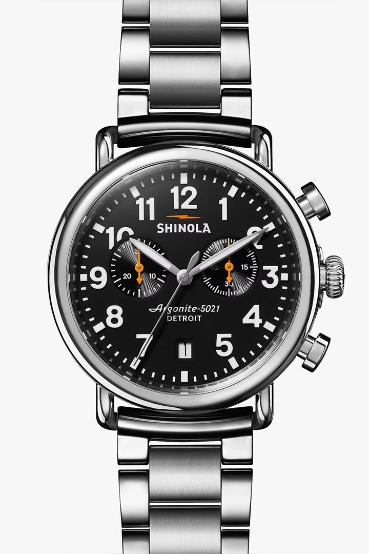 RUNWELL 2 EYE CHRONO 41MM SILVER SHINOLA WATCH