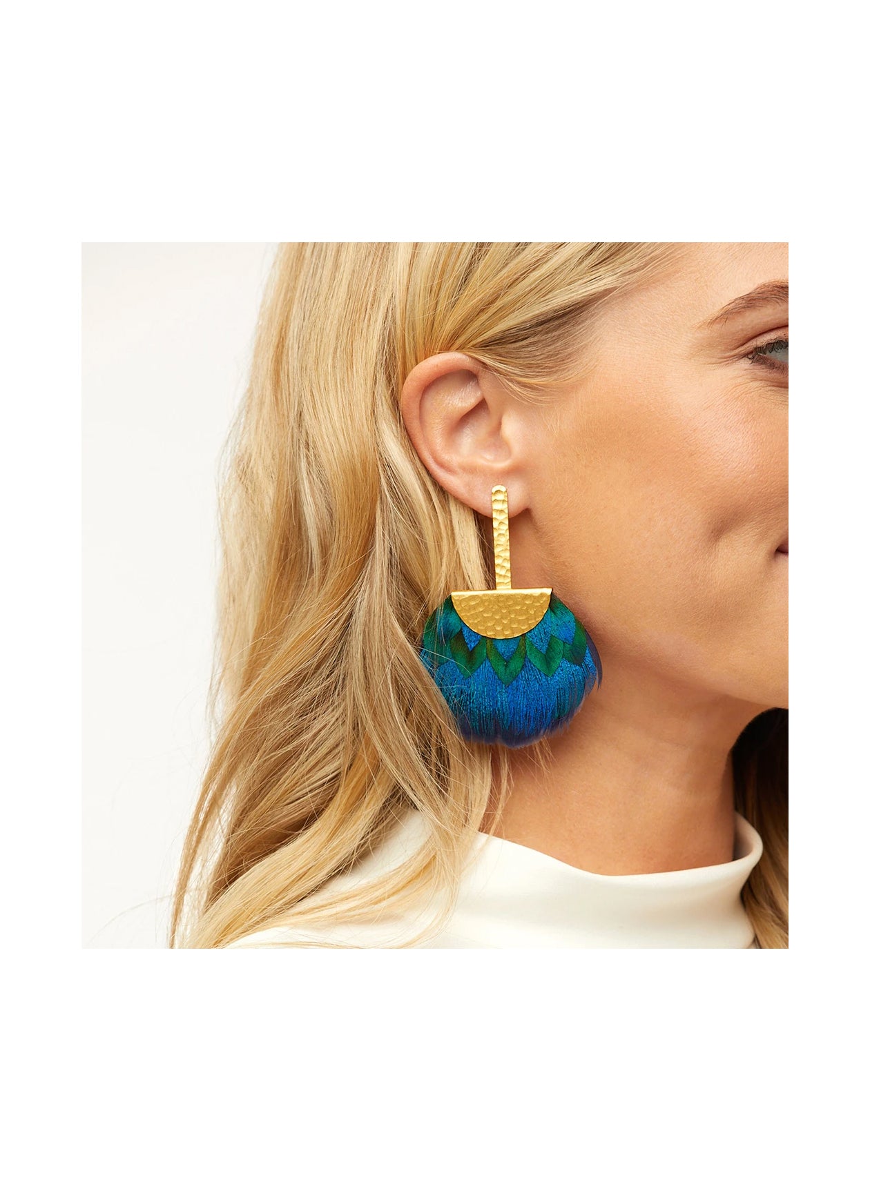 TUCKET BLUE GRECIAN FEATHER EARRINGS
