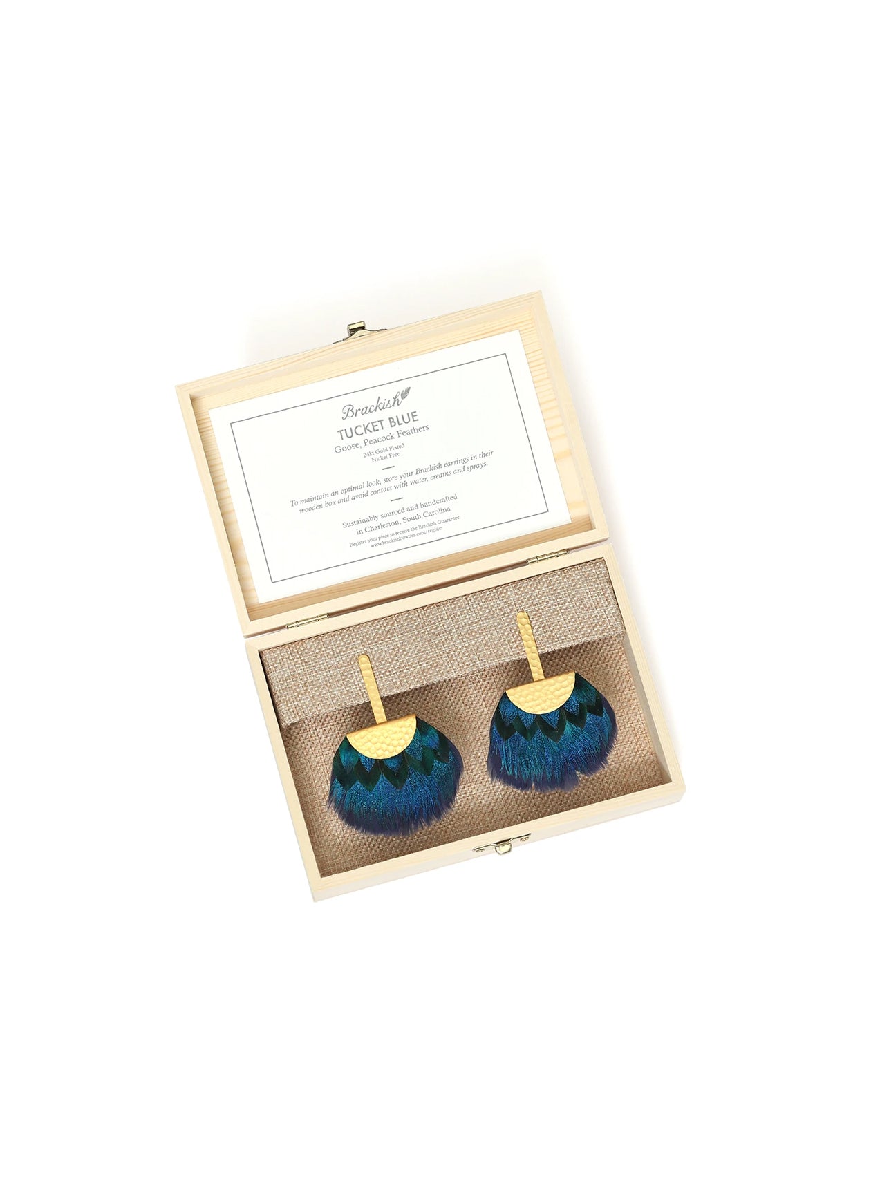 TUCKET BLUE GRECIAN FEATHER EARRINGS