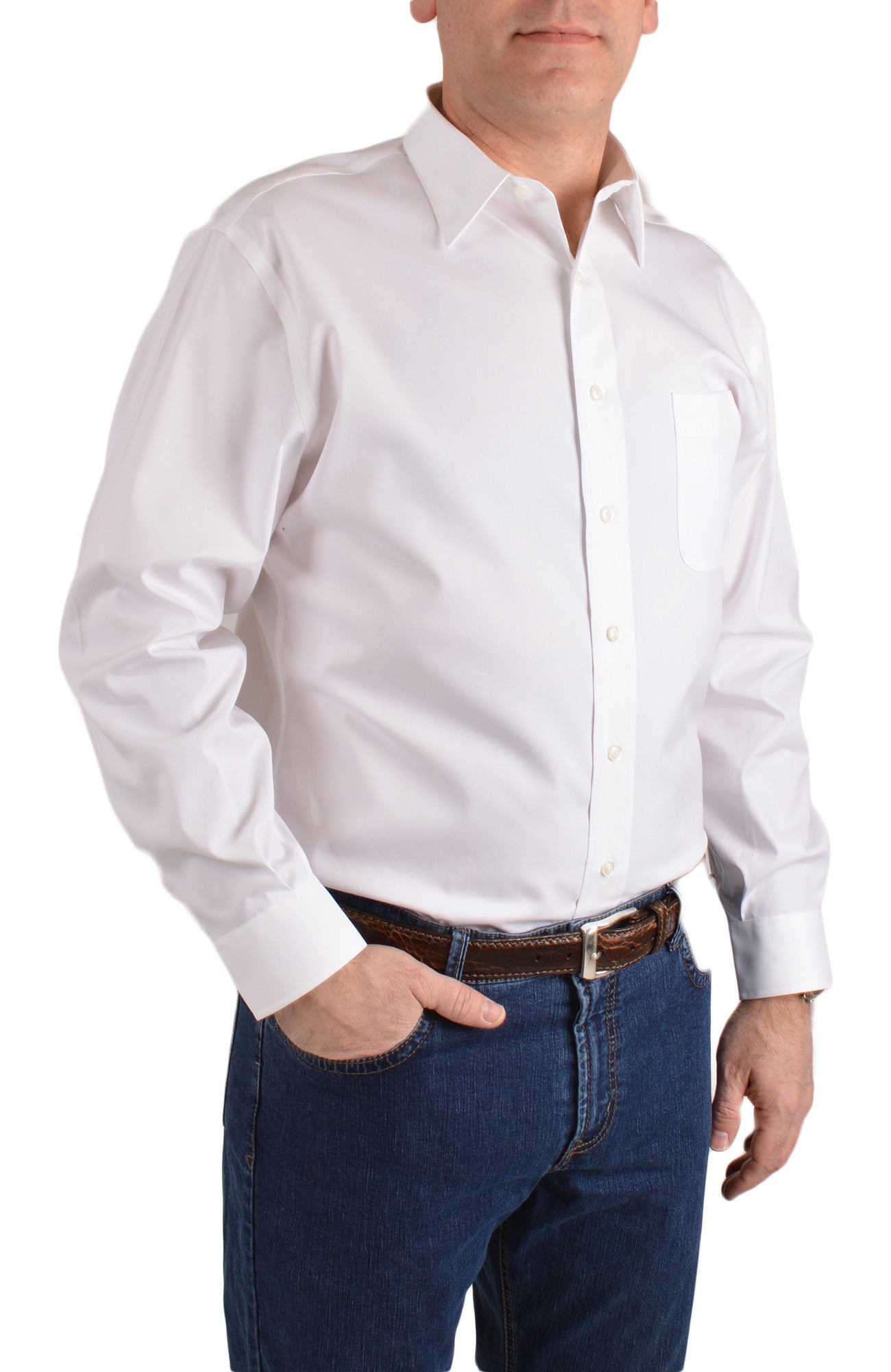 mens white casual button shirt