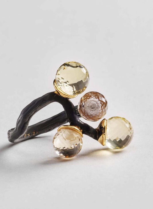 SARAI AMETHYST AND CITRINE AND LEMON QUARTZ 7.5 RING