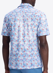 FLAMINGOS IN THE CLOUDS SHAPED FIT SHORT SLEEVE SHIRT - RIVIERA