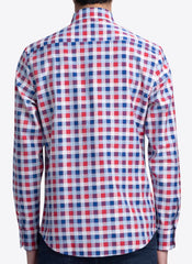 RED AND BLUE CHECK SHAPED FIT SHIRT - CHERRY