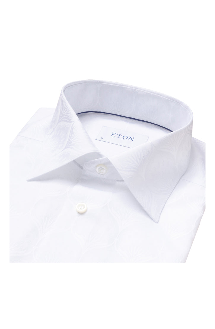 WHITE ON WHITE ART-DECO JACQUARD SHIRT