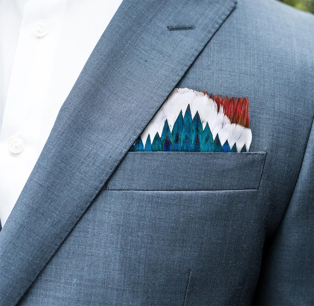 GREENWOOD FEATHER POCKET SQUARE