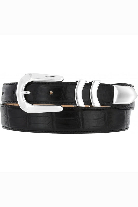 mens black leather belt, belts, mens leather goods, brighton belts, brighton leather, croc belt, black dress belt